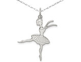 Sterling Silver Ballerina Polished Charm Pendant Necklace with Chain